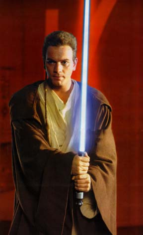 Obi Wan Kenobi with a lightsaber